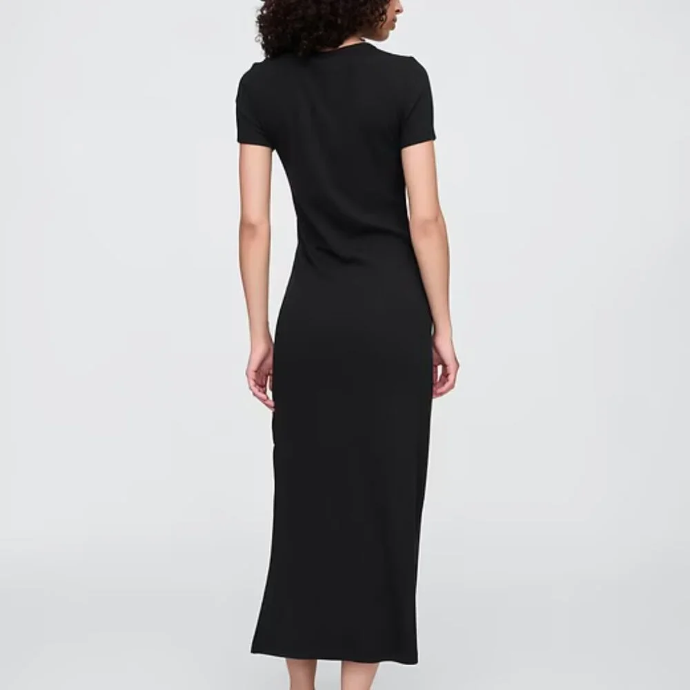 GAP Black Ribbed Maxi Dress/NWT/L - Picture 2 of 14